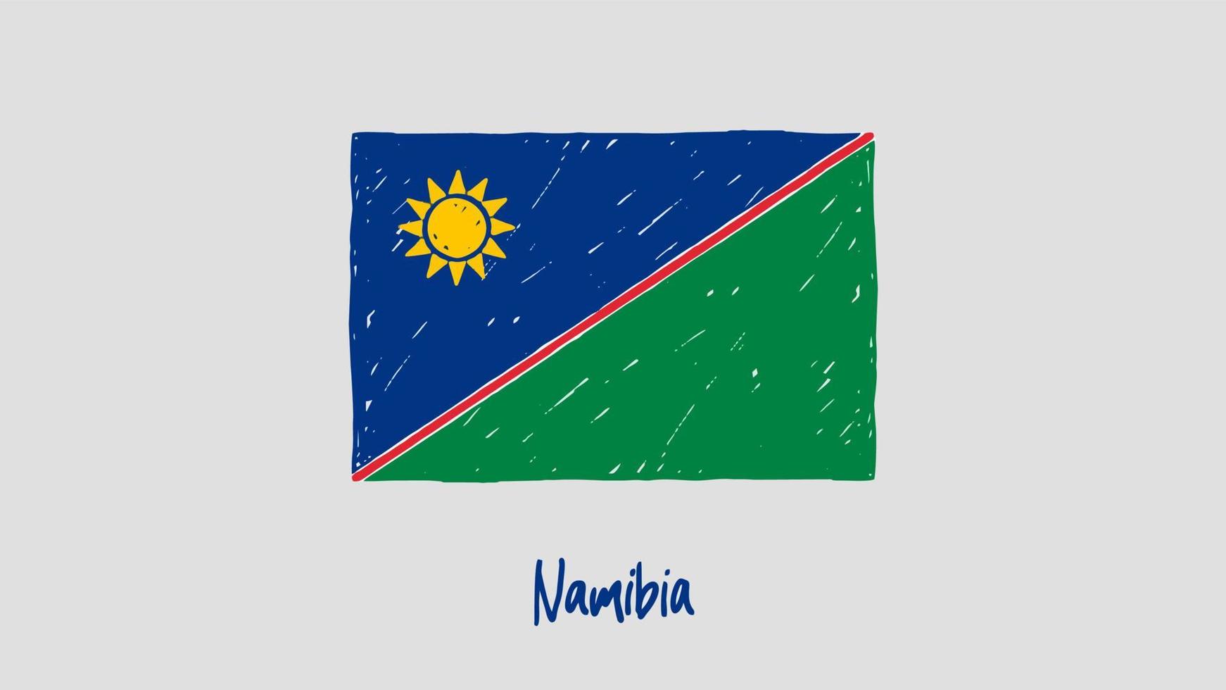 marcatore bandiera namibia o vettore di illustrazione dello schizzo a matita