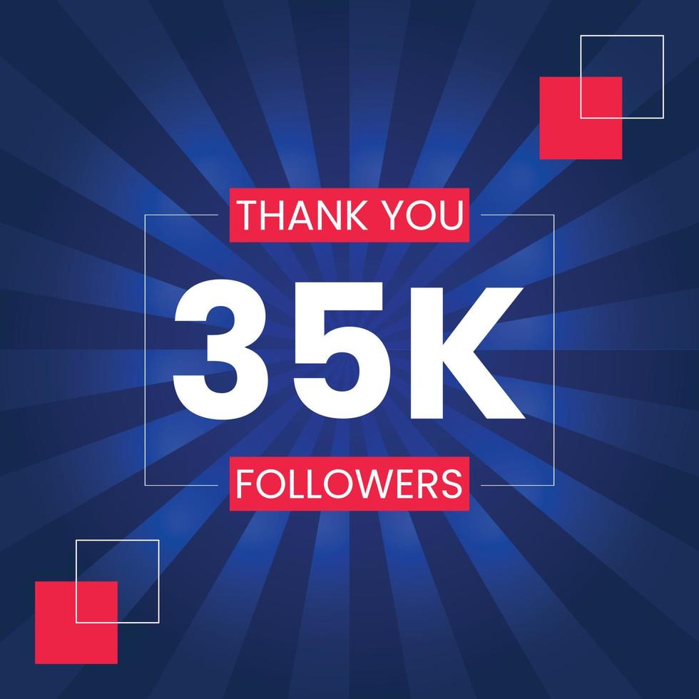 grazie 35k follower modello di progettazione vettoriale