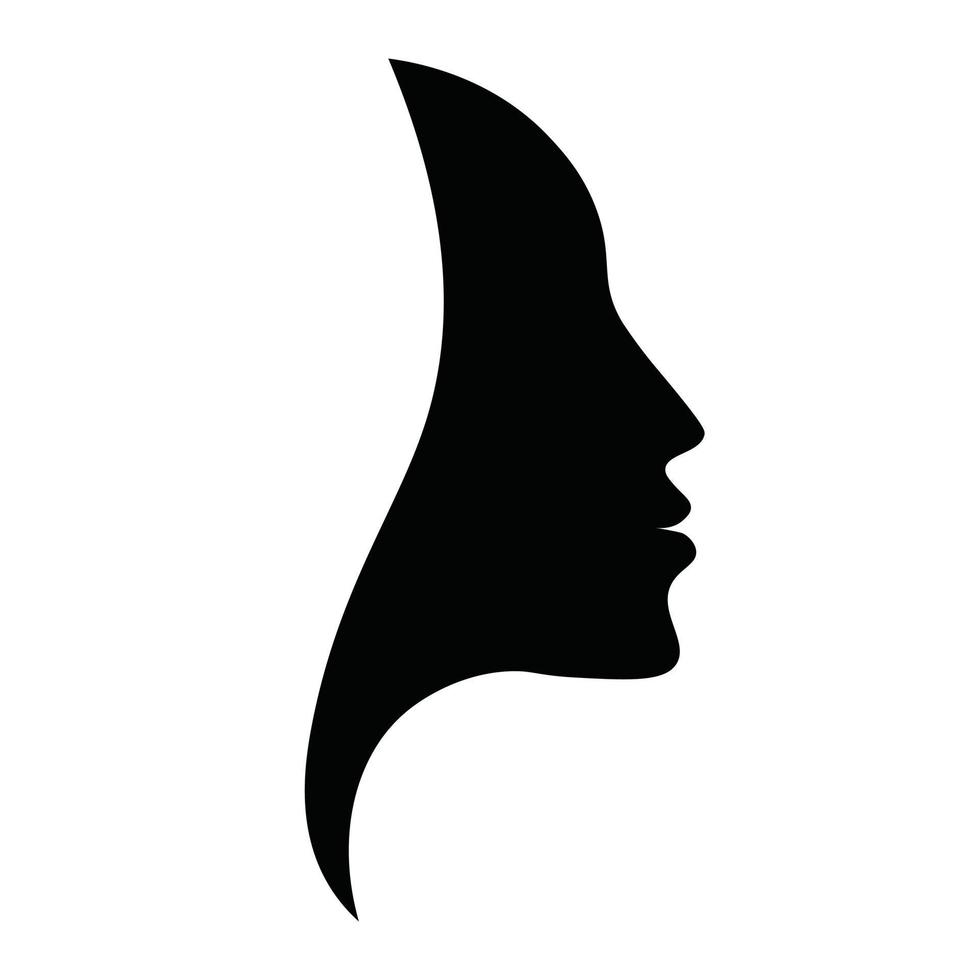 nero bella donna faccia logo icona vettore isolato su sfondo bianco