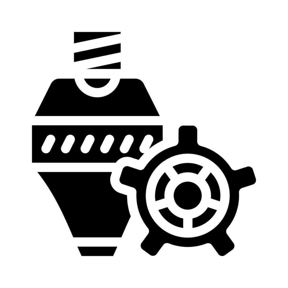 illustrazione vettoriale dell'icona del glifo dei materiali di consumo, della testina di stampa e dell'ingranaggio