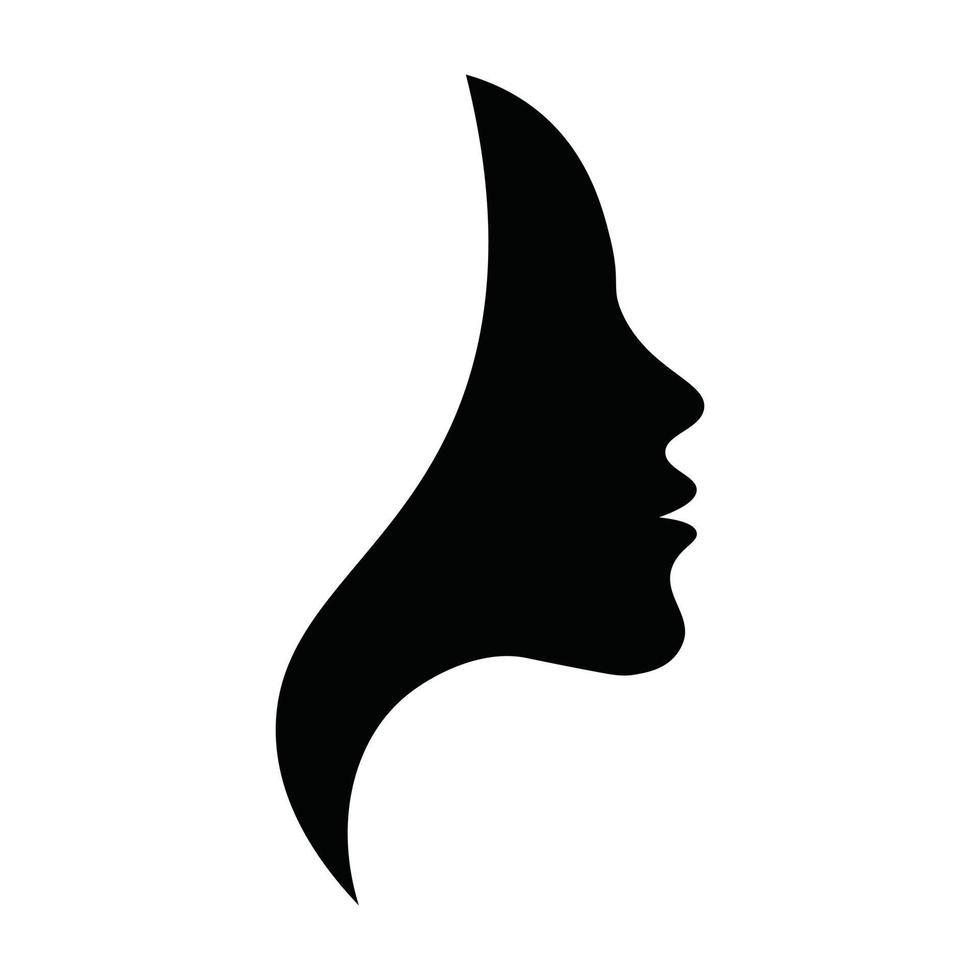 nero bella donna faccia logo icona illustrazione vettoriale isolato su sfondo bianco