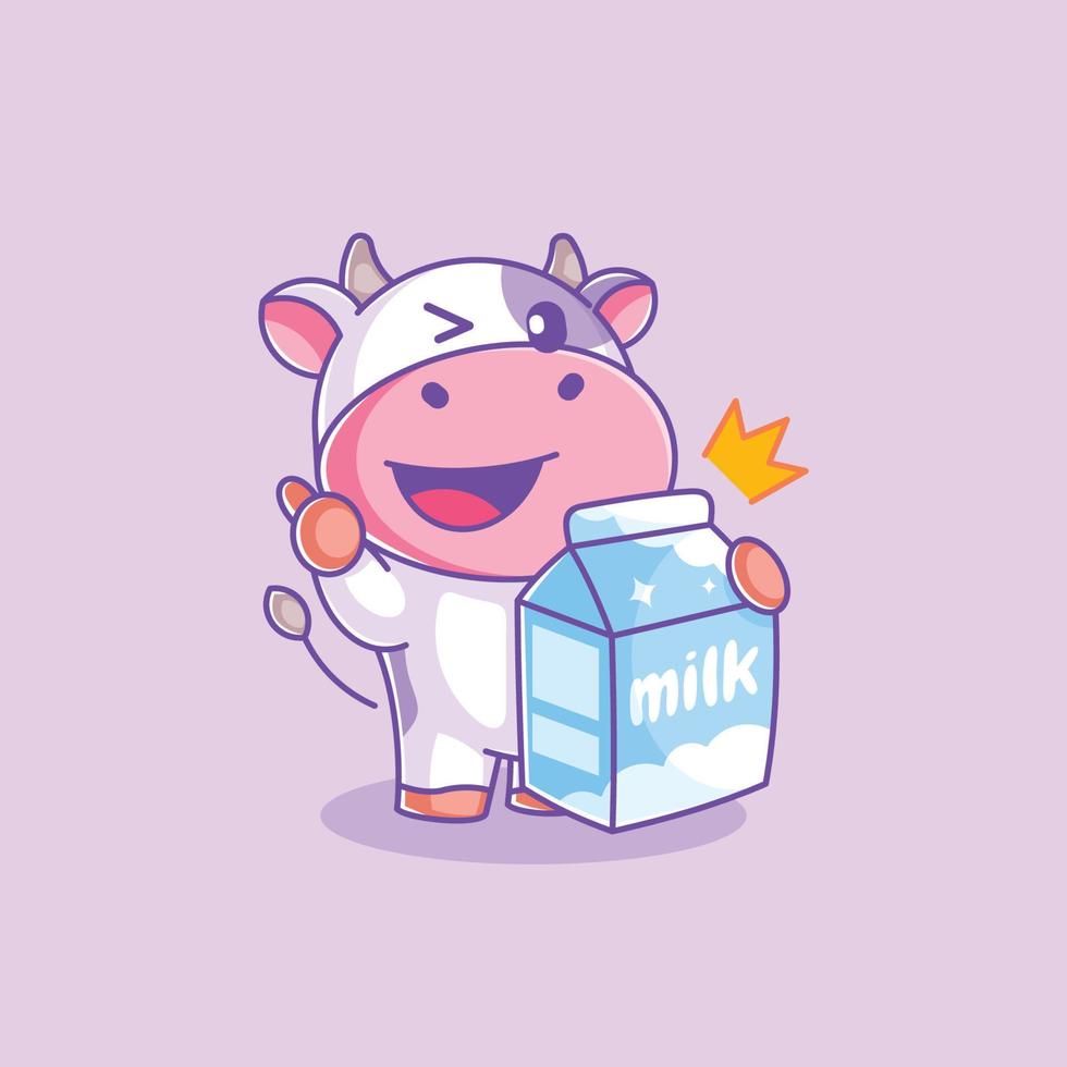 carina mucca con scatola del latte vettore