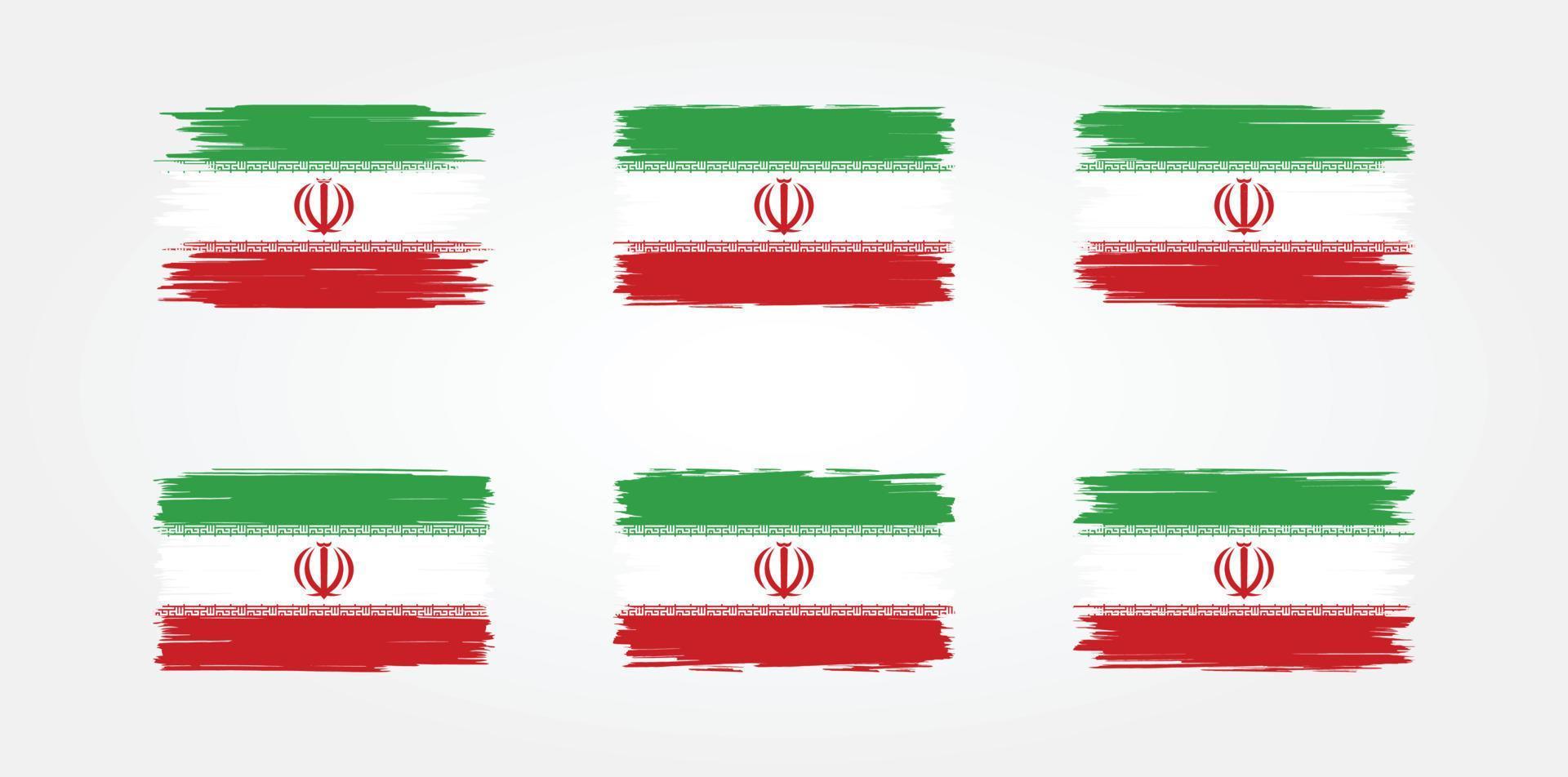 collezione di pennelli bandiera iraniana. bandiera nazionale vettore