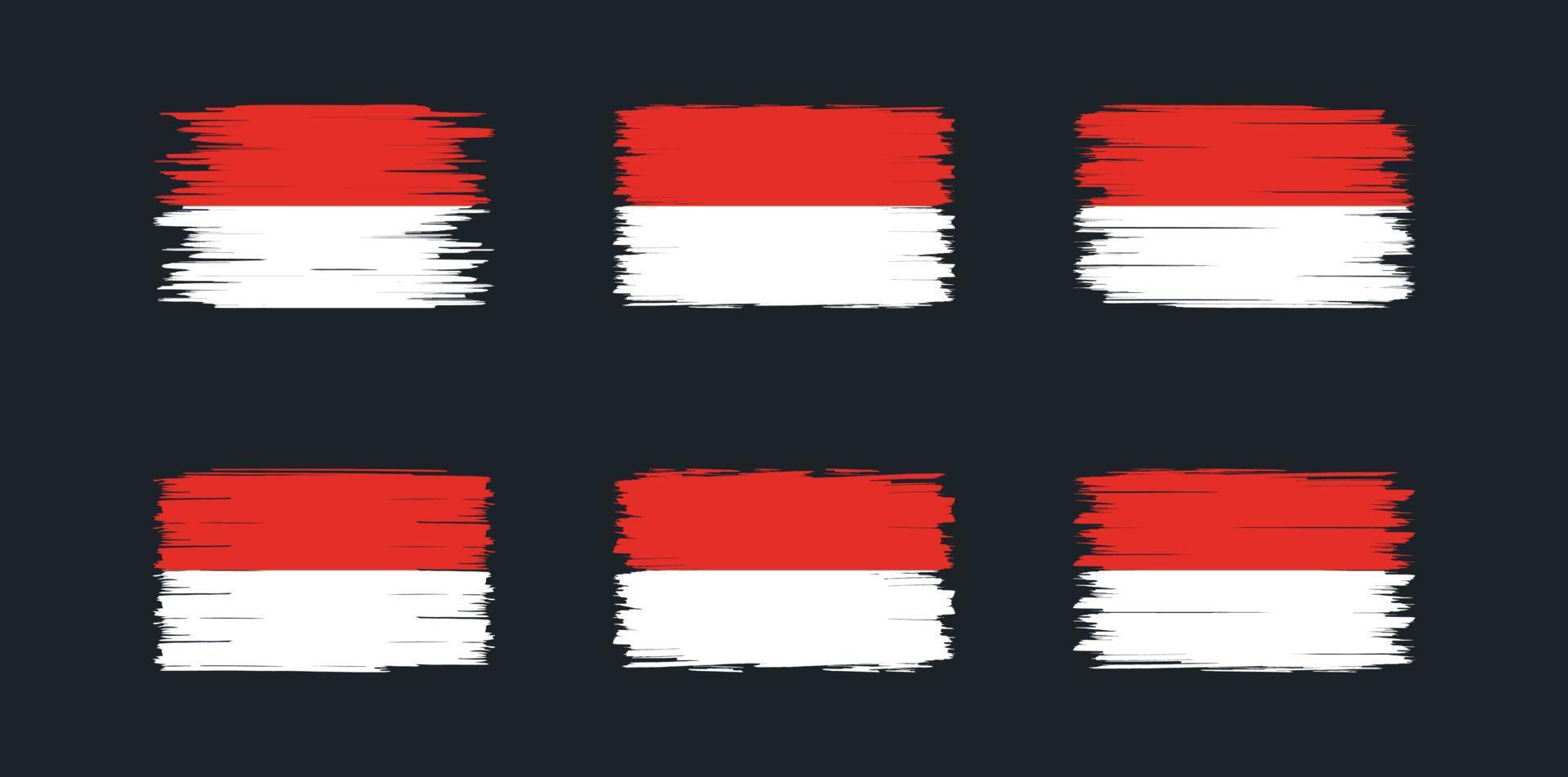 collezione di pennelli bandiera indonesia. bandiera nazionale vettore