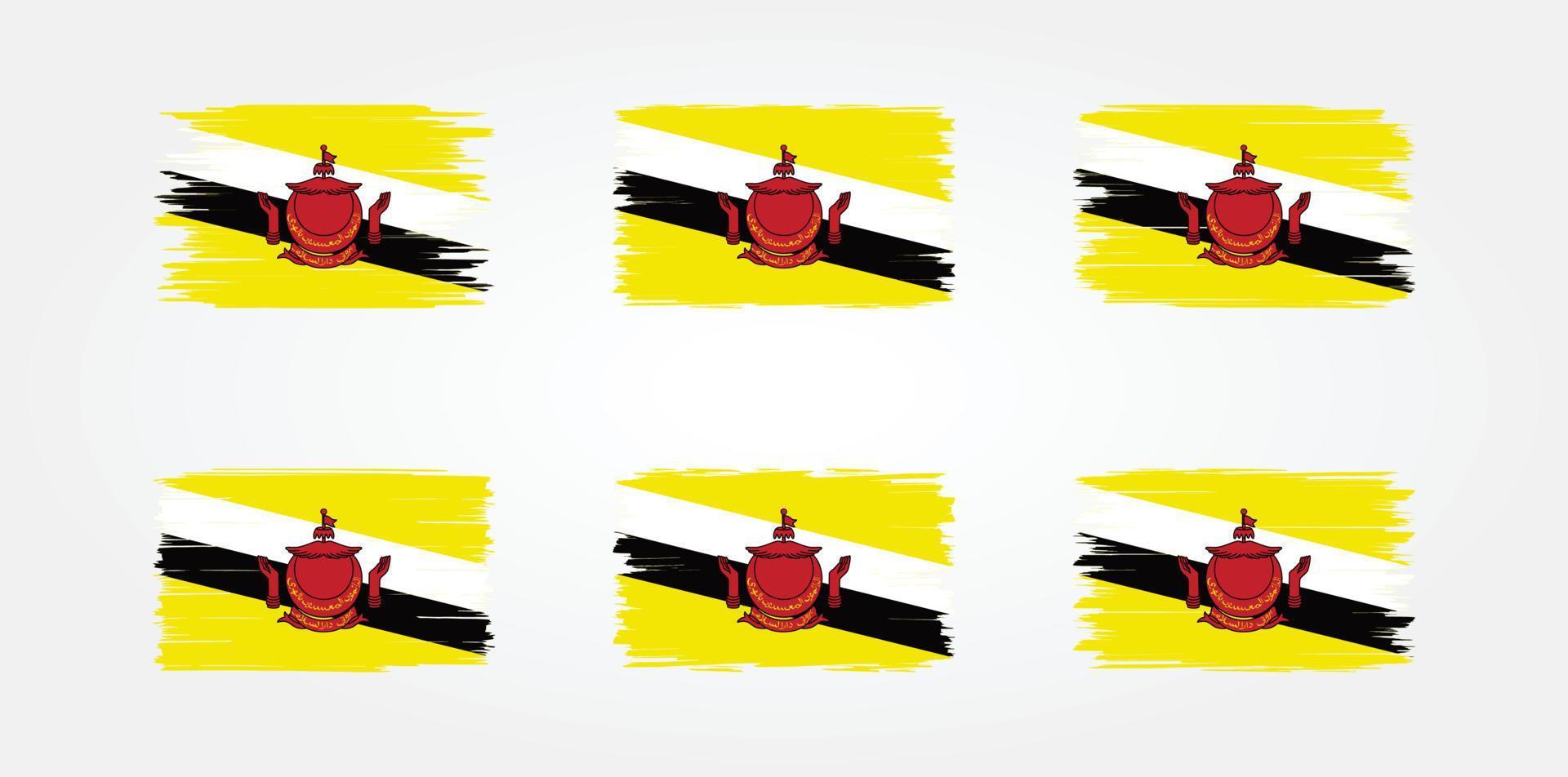 collezione di pennelli bandiera brunei. bandiera nazionale vettore