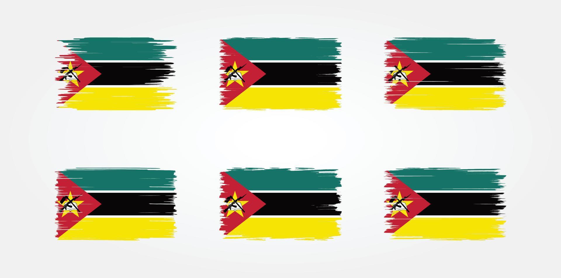 collezione di pennelli bandiera mozambico. bandiera nazionale vettore