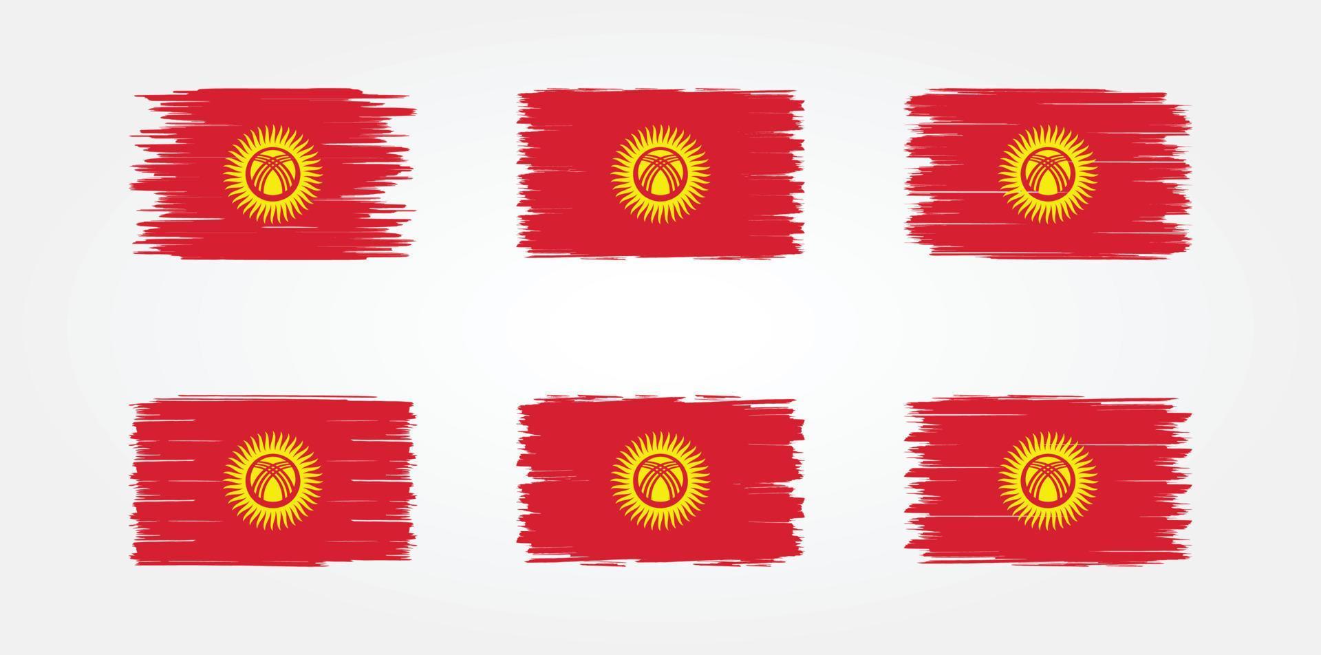 collezione di pennelli bandiera kirghizistan. bandiera nazionale vettore