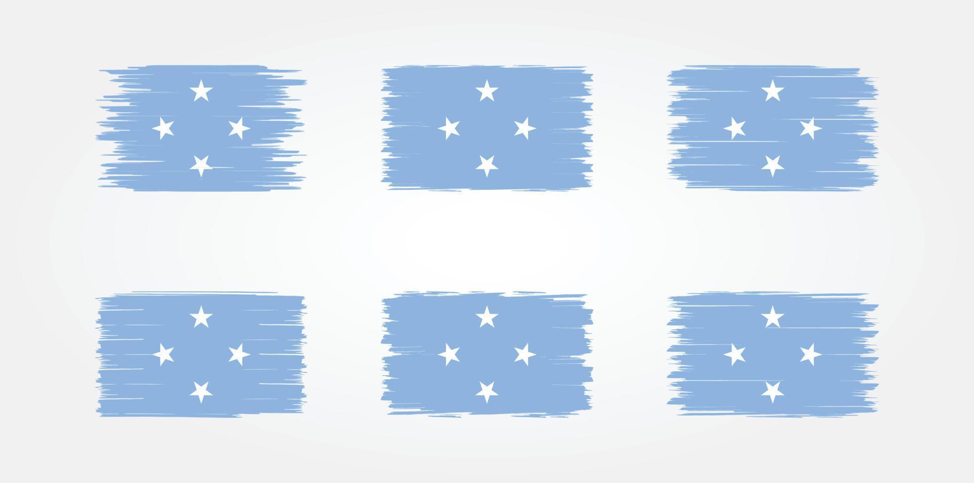 collezione di pennelli bandiera micronesia. bandiera nazionale vettore