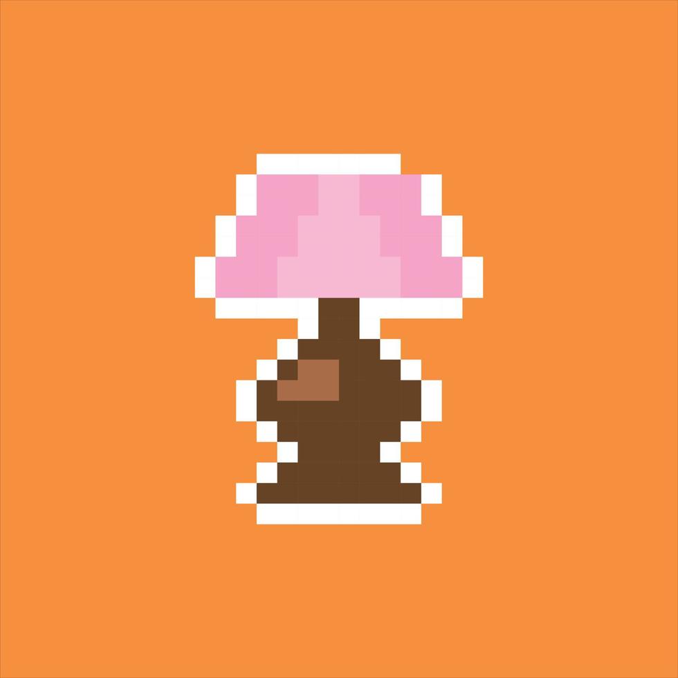 pixel art 8 bit. scrivania con lampada rosa vettore