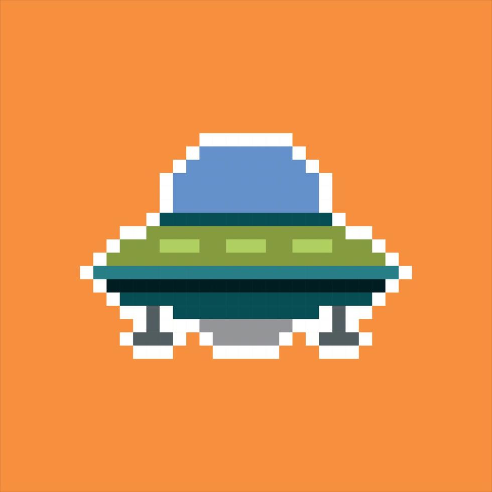 pixel art 8 bit. ufo verde vettore