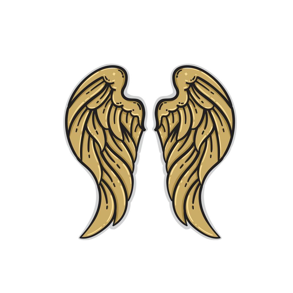 paio di ali d'angelo isolate su sfondo bianco vettore