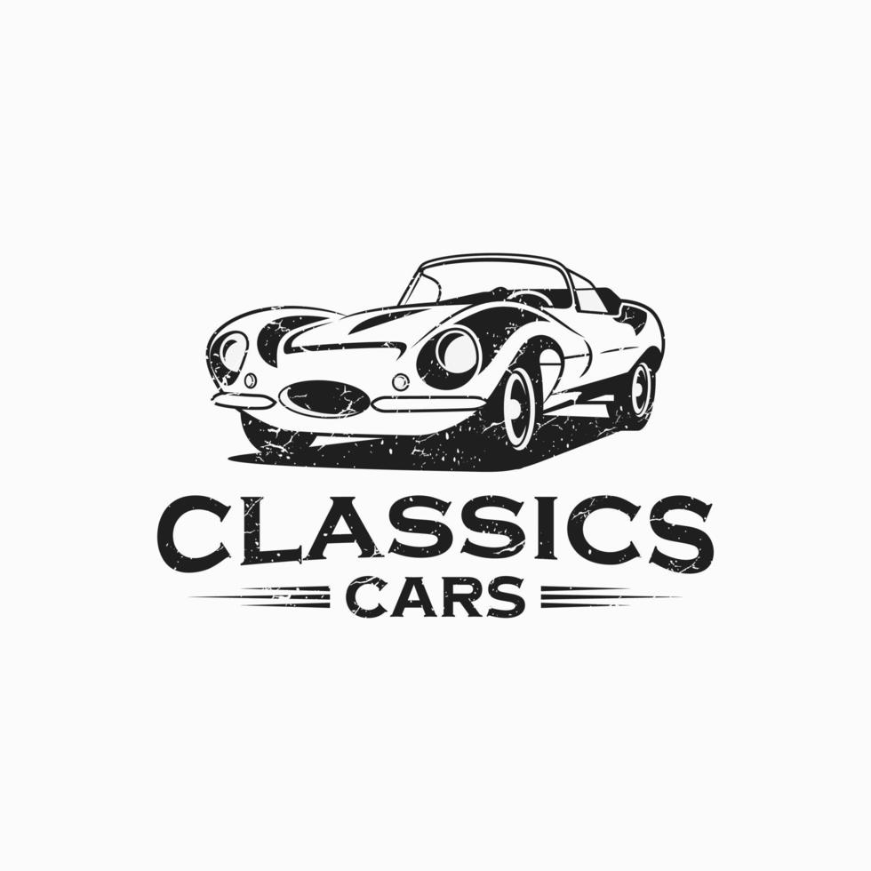 un modello di design del logo dell'auto classico o vintage o retrò. stile vintage vettore