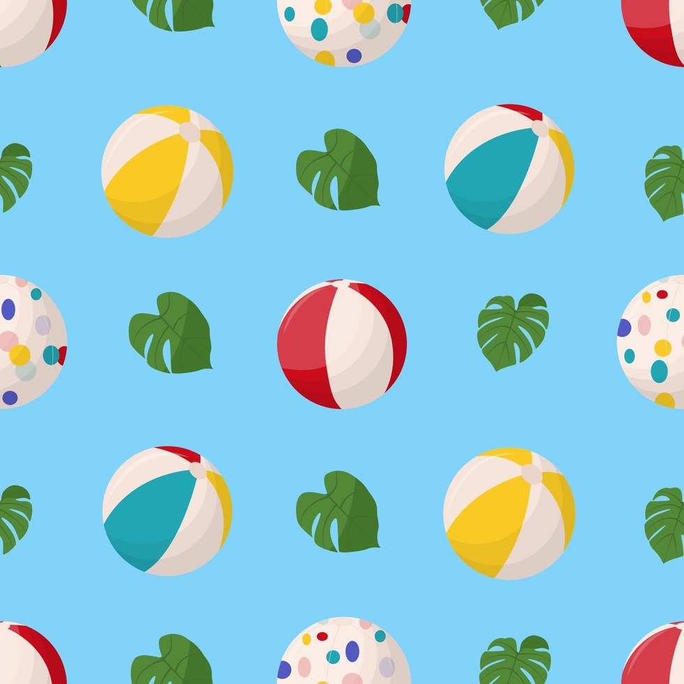 modello senza cuciture di palloni da spiaggia colorati. palloni da spiaggia in più colori. illustrazione vettoriale piatta