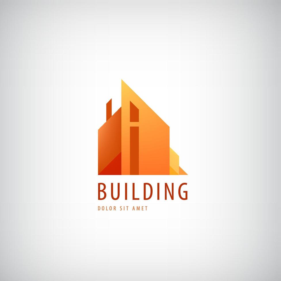 grafica vettoriale di concetto - edifici colorati di skyline urbano. il modello del logo mostra gli edifici moderni in modo astratto. logo dell'edificio, struttura, architettura