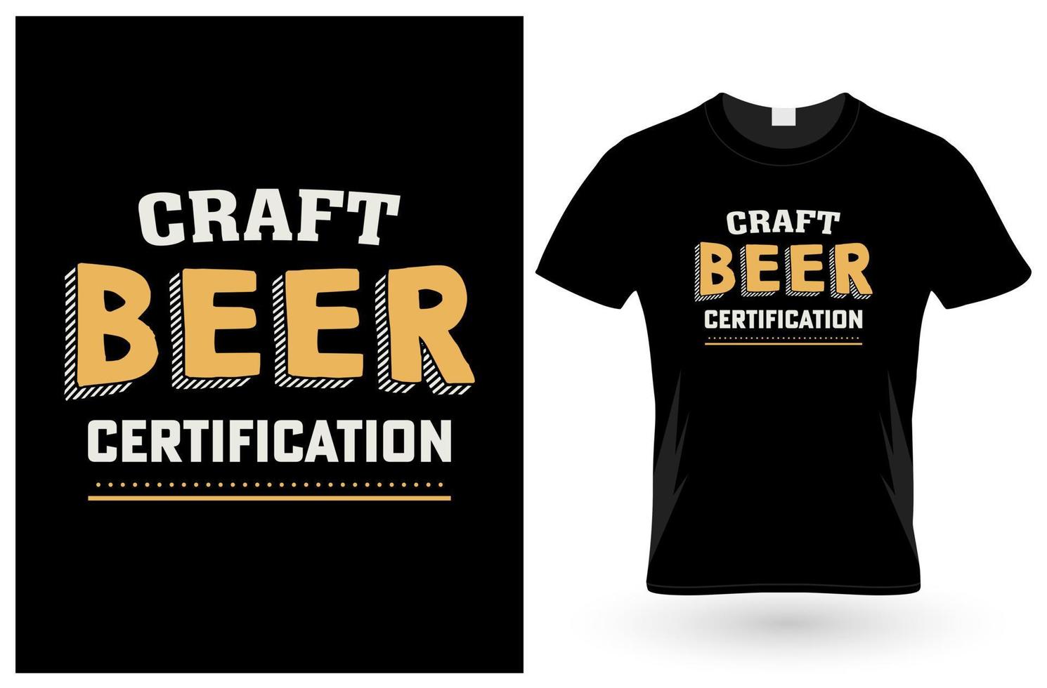 design della maglietta di certificazione della birra artigianale vettore