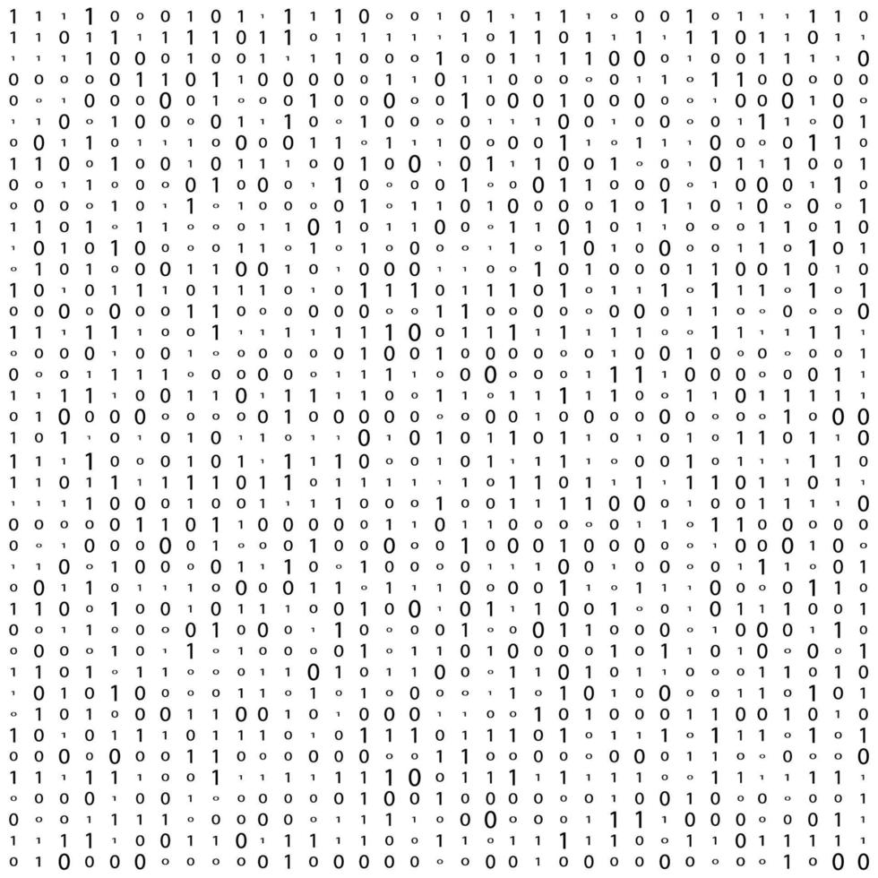 sfondo con cifre sullo schermo. codice binario zero una matrice sfondo bianco. banner, motivo, carta da parati. illustrazione vettoriale