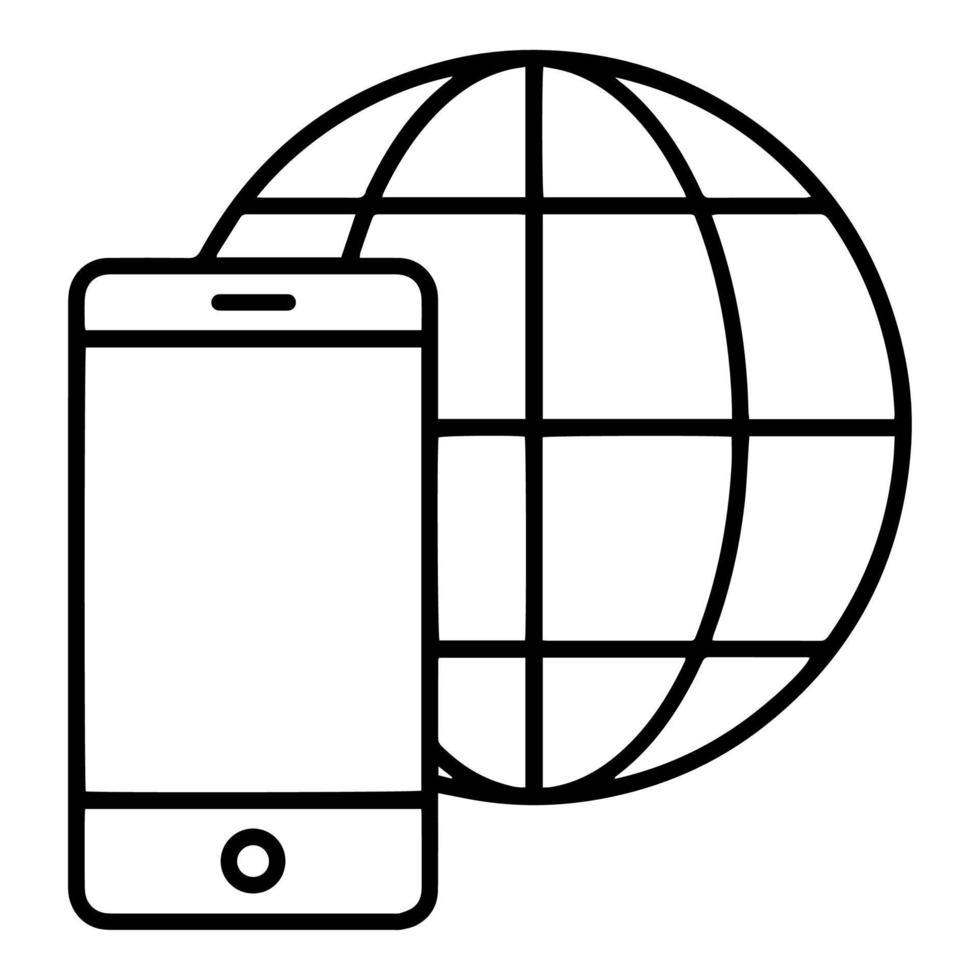 smartphone e icona del globo. simbolo di internet. illustrazione vettoriale. vettore