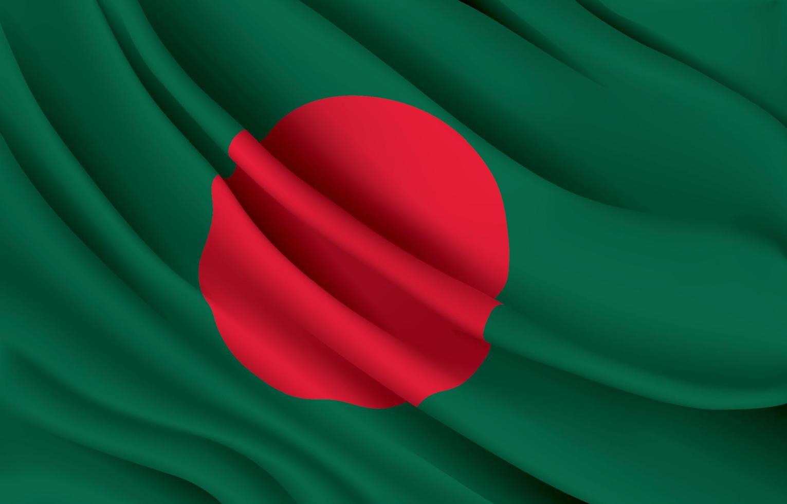 bandiera nazionale del bangladesh sventolando un'illustrazione vettoriale realistica