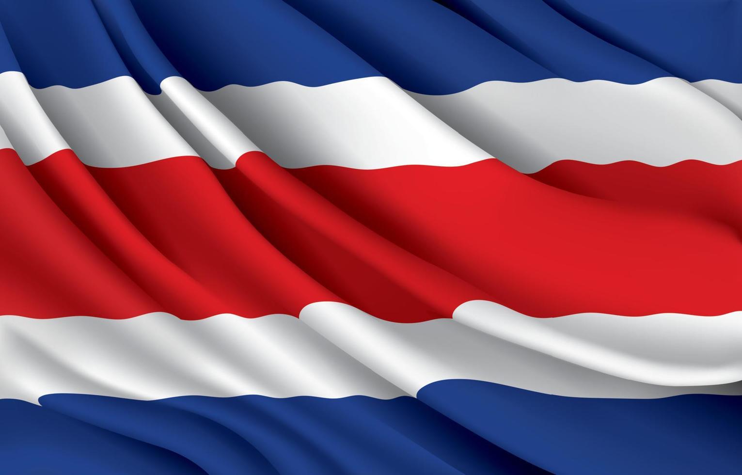 bandiera nazionale della costa rica sventolando un'illustrazione vettoriale realistica