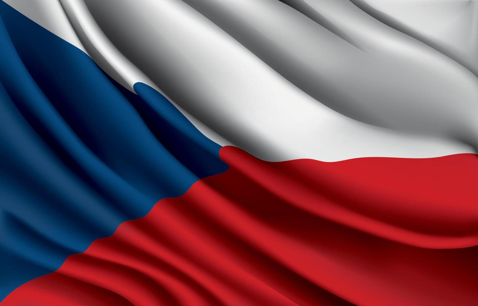 bandiera nazionale della repubblica ceca che sventola un'illustrazione realistica di vettore