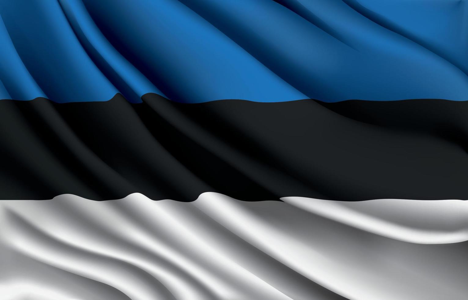bandiera nazionale dell'estonia sventolando un'illustrazione vettoriale realistica