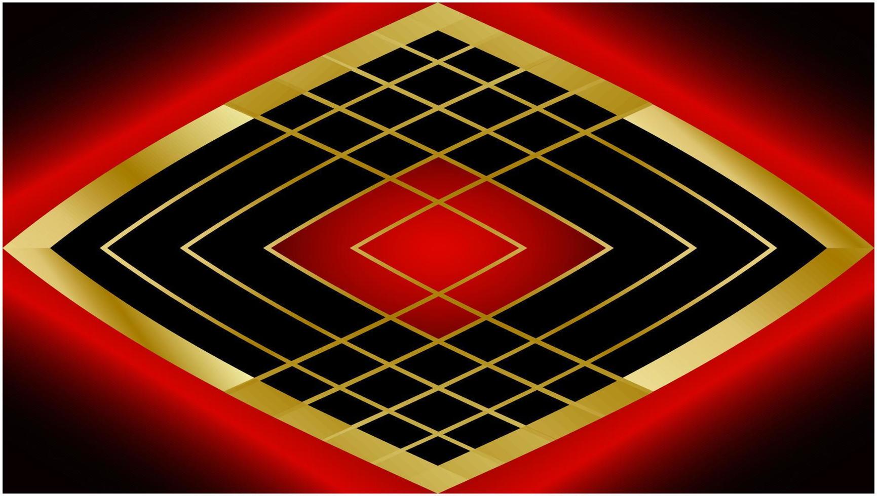 sfondo di lusso rosso scuro con elementi a triangolo dorato e decorazione effetto luce glitterata. vettore