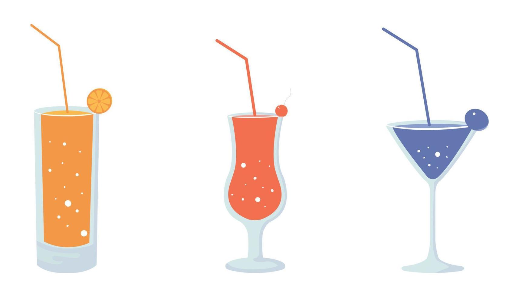illustrazione del set di bevande in vetro, adatta per il design estivo. vettore