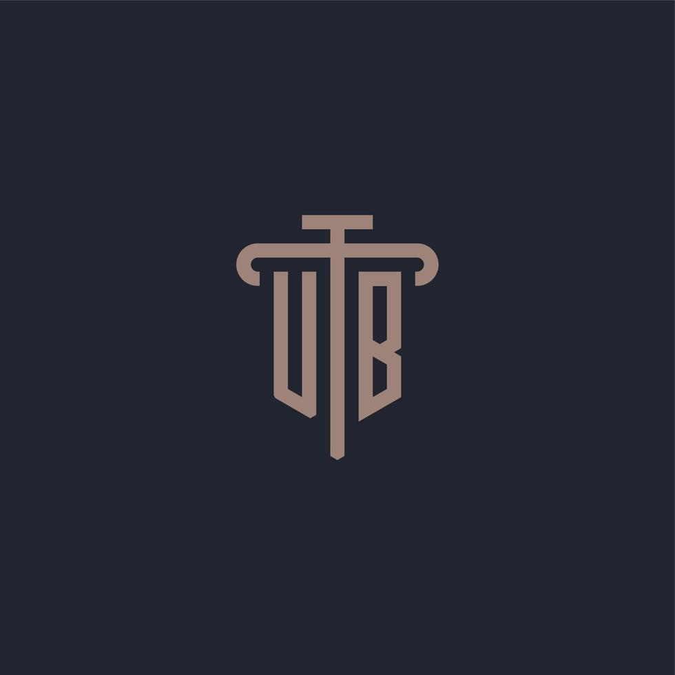 ub monogramma iniziale del logo con il vettore di disegno dell'icona del pilastro