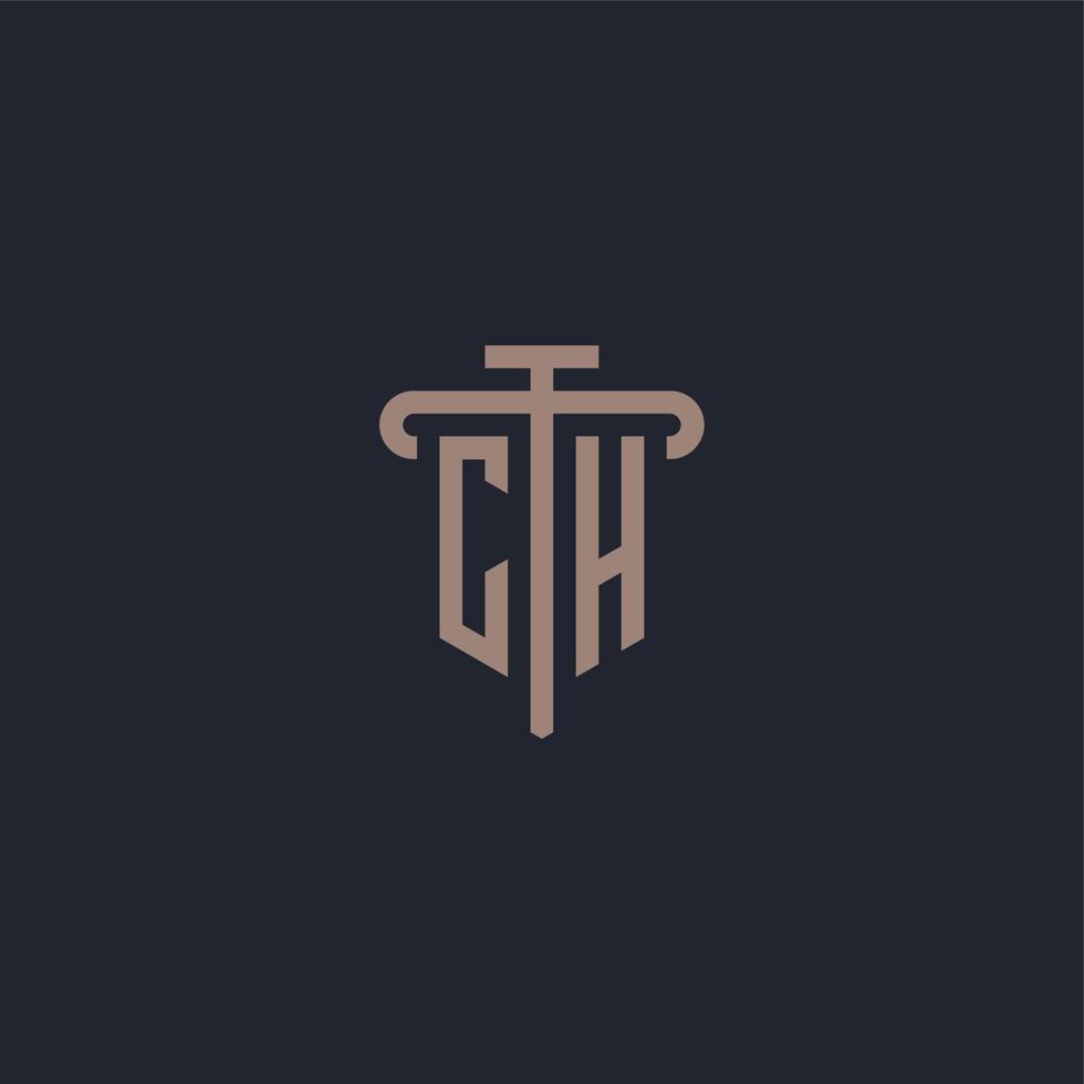 ch logo iniziale monogramma con pilastro icona disegno vettoriale