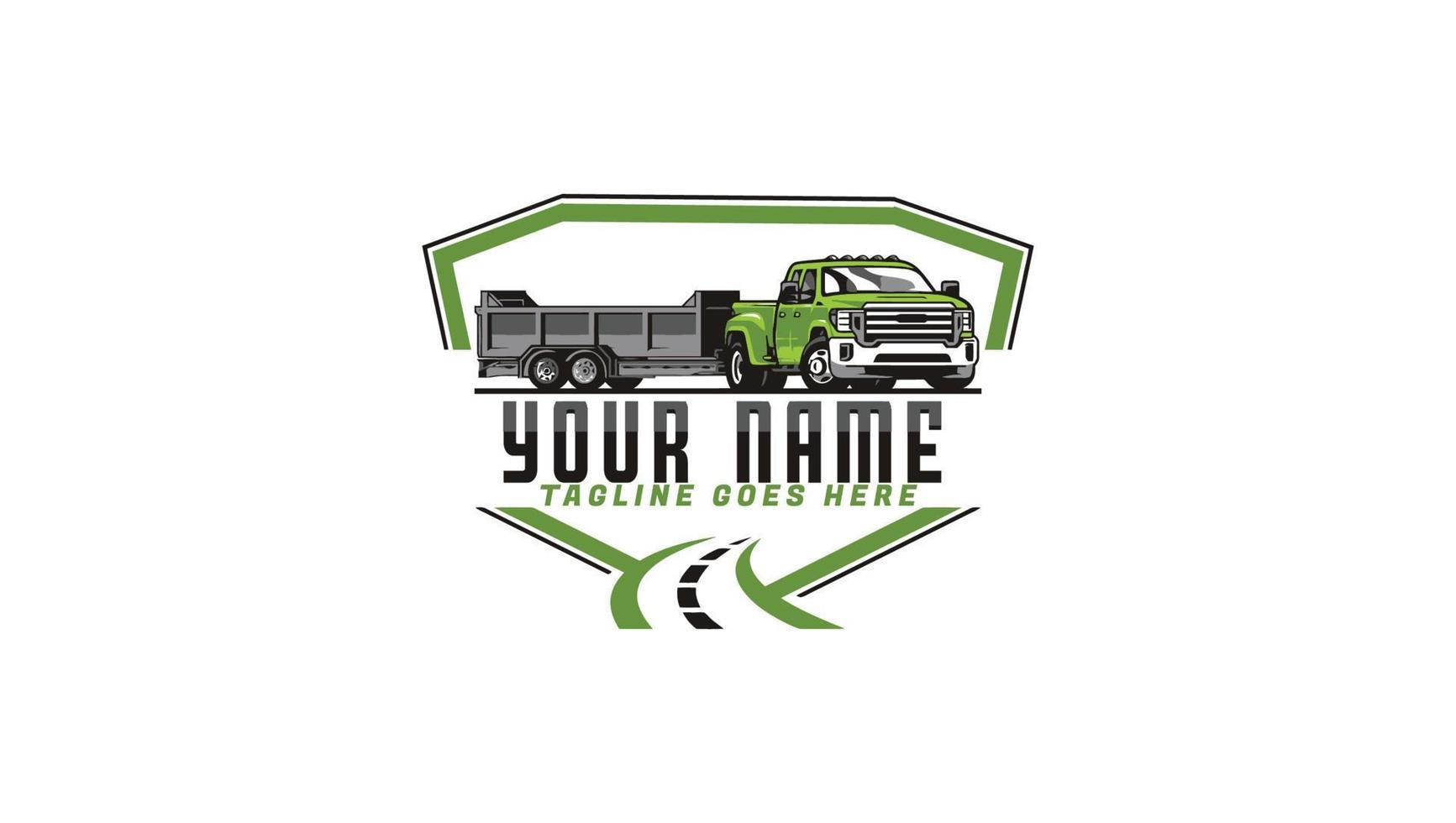 modello di progettazione del logo del camion di autotrasporti e rimorchio vettore