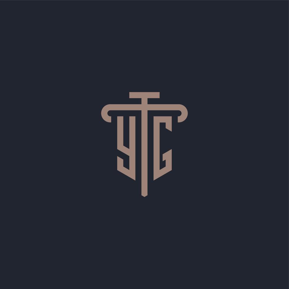 yg logo iniziale monogramma con pilastro icona disegno vettoriale