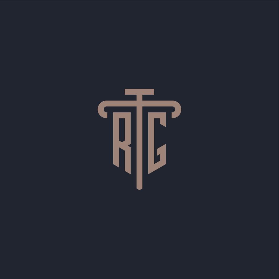 monogramma logo iniziale rg con vettore di disegno dell'icona del pilastro