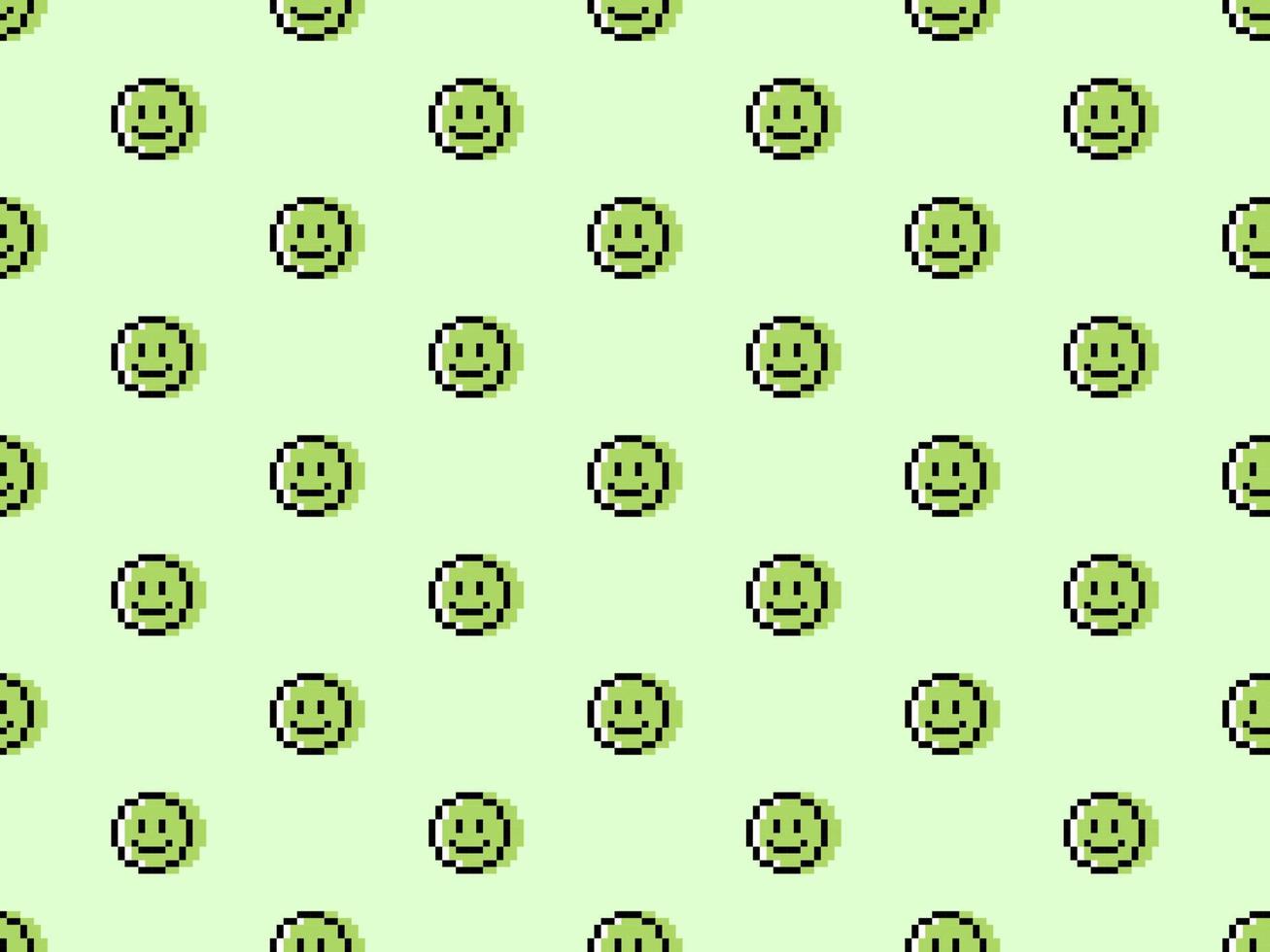 sorriso personaggio dei cartoni animati senza cuciture su sfondo verde. stile pixel. vettore