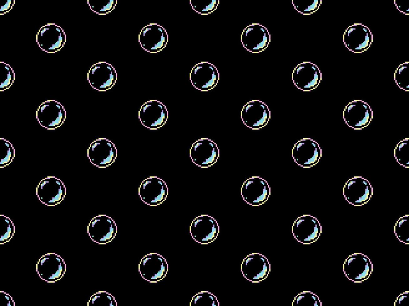 bolle personaggio dei cartoni animati seamless pattern su sfondo nero. stile pixel. vettore