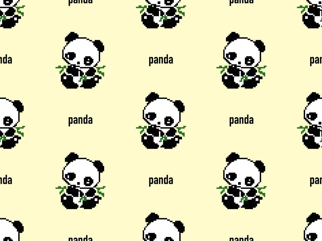 modello senza cuciture del personaggio dei cartoni animati del panda su fondo giallo. stile pixel vettore