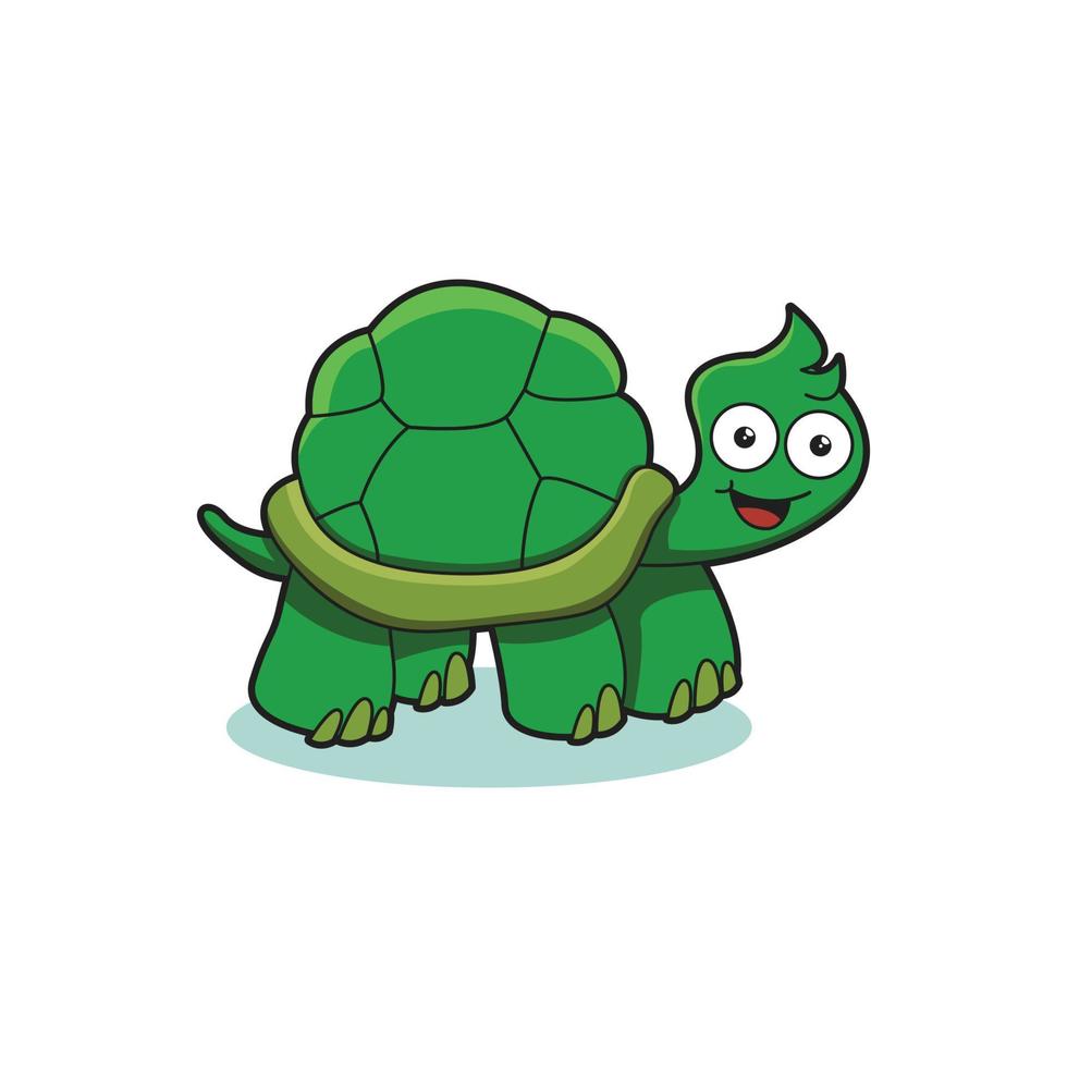 disegno dell'illustrazione di vettore della mascotte del fumetto sveglio della tartaruga