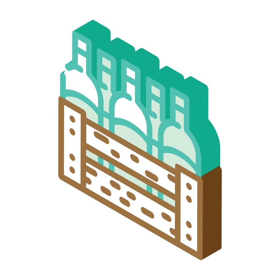 illustrazione vettoriale dell'icona isometrica della scatola del vino