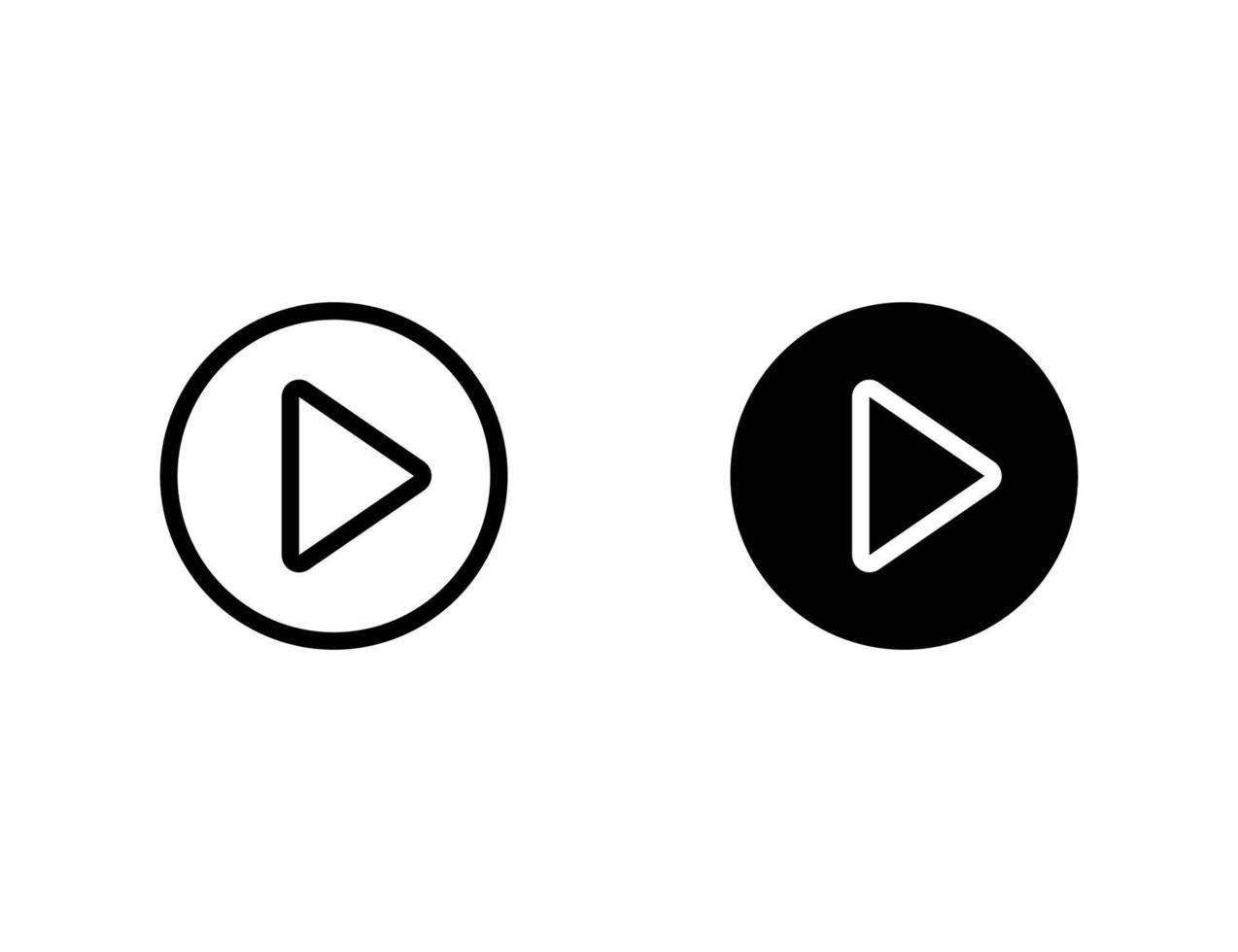 icona di riproduzione. icona del contorno e icona solida vettore