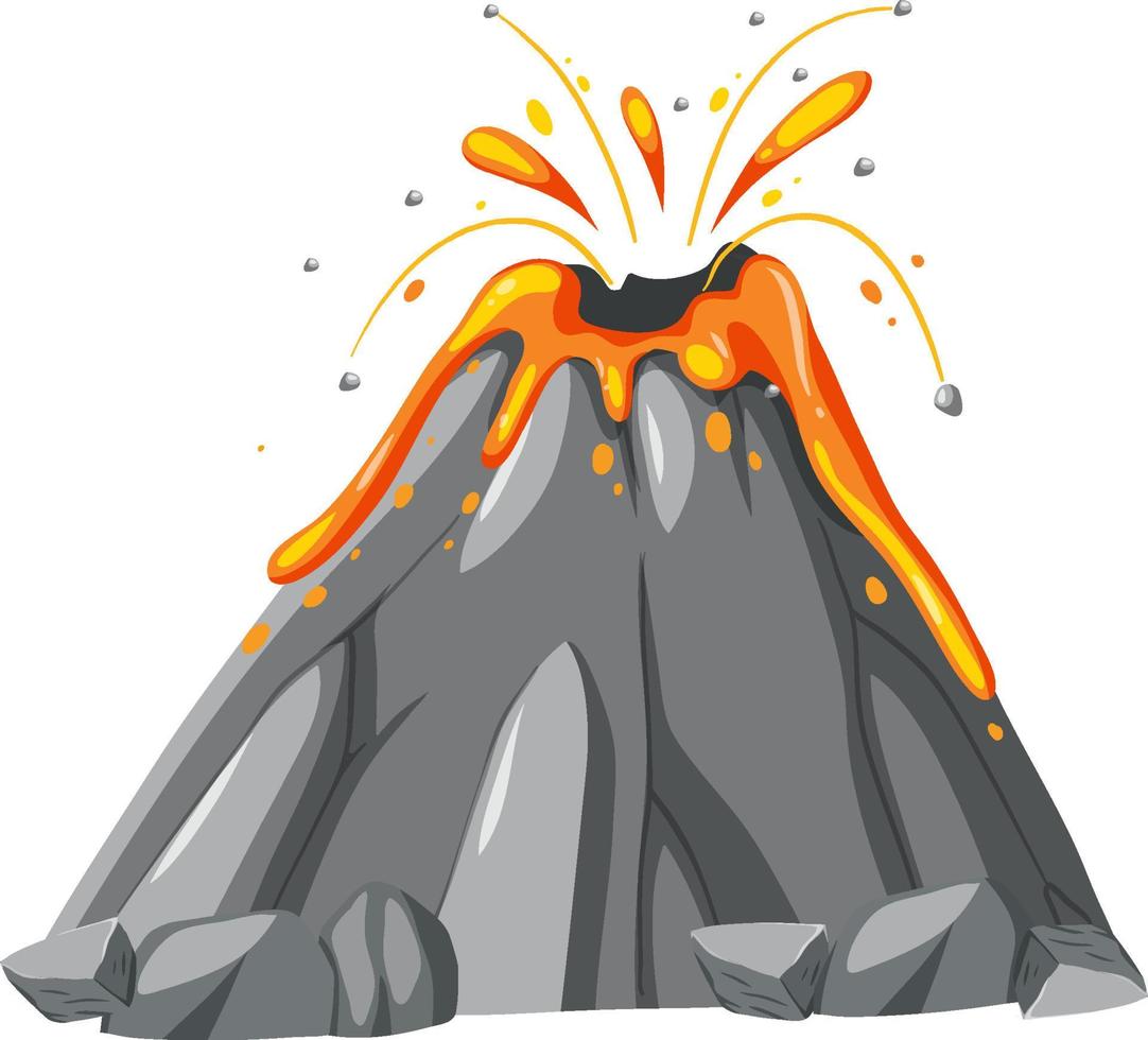vulcano con lava in stile cartone animato vettore