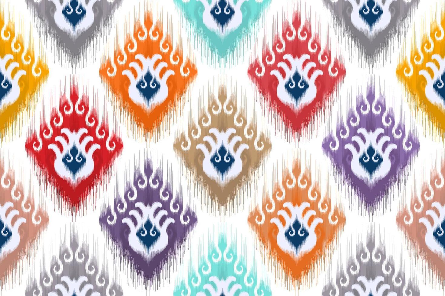 disegno etnico senza cuciture ikat. tappeto in tessuto azteco ornamenti mandala decorazioni tessili carta da parati. tribale boho nativo etnico turchia ricamo tradizionale sfondo vettoriale