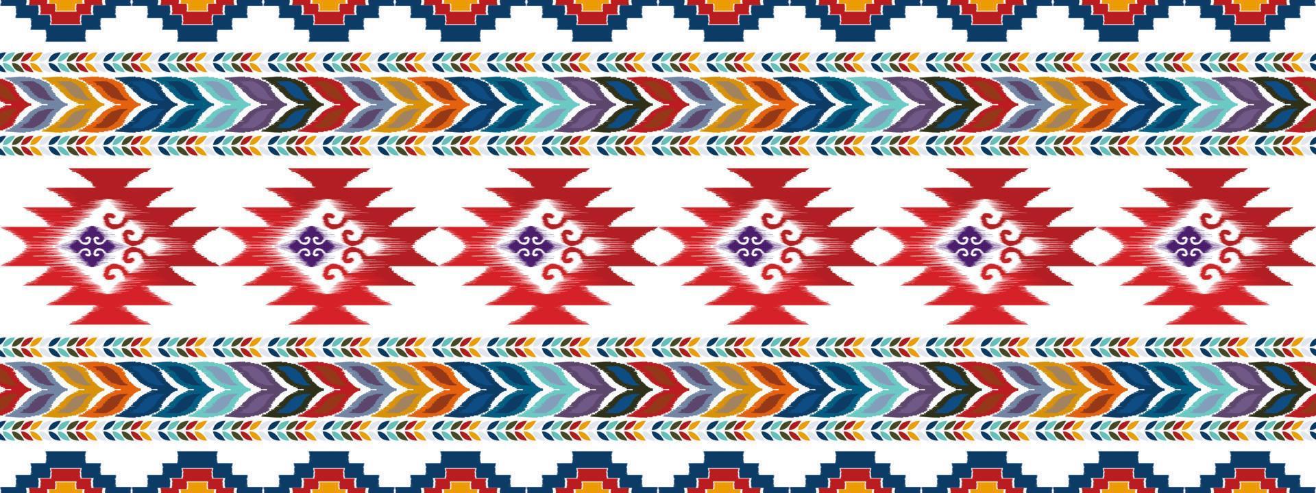 disegno etnico senza cuciture ikat. tappeto in tessuto azteco ornamenti mandala decorazioni tessili carta da parati. tribale boho nativo etnico turchia ricamo tradizionale sfondo vettoriale