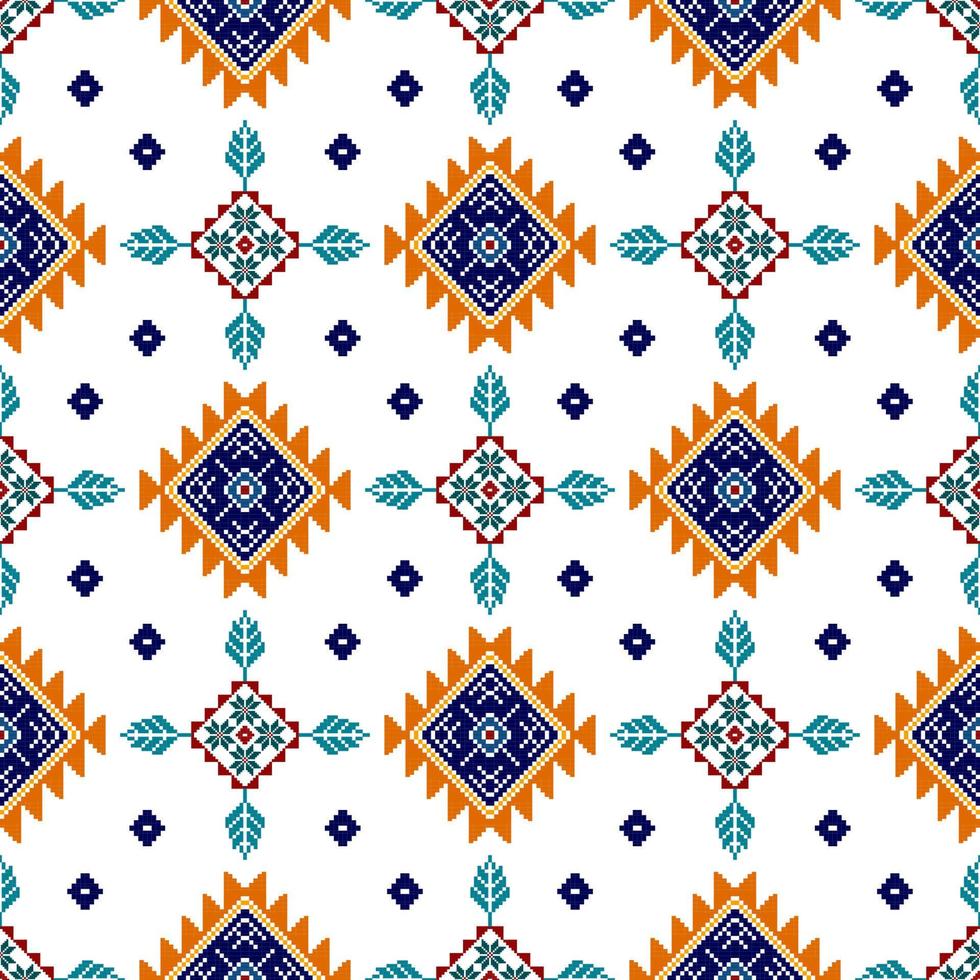 disegno etnico senza cuciture ikat. tappeto in tessuto azteco ornamenti mandala decorazioni tessili carta da parati. tribale boho nativo etnico turchia ricamo tradizionale sfondo vettoriale