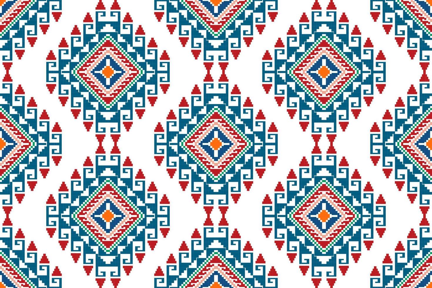 disegno etnico senza cuciture ikat. tappeto in tessuto azteco ornamenti mandala decorazioni tessili carta da parati. tribale boho nativo etnico turchia ricamo tradizionale sfondo vettoriale