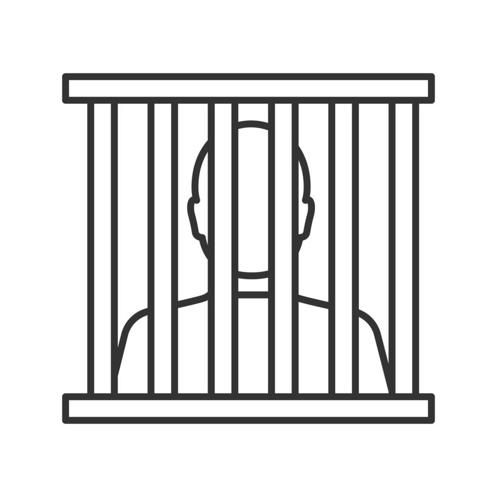 icona lineare del prigioniero. illustrazione al tratto sottile. prigione, prigione. simbolo di contorno. disegno di contorno isolato vettoriale