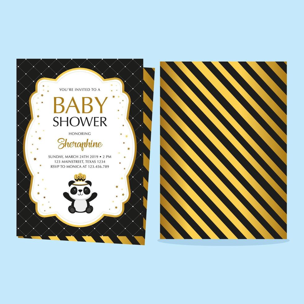 invito baby shower con panda carino vettore