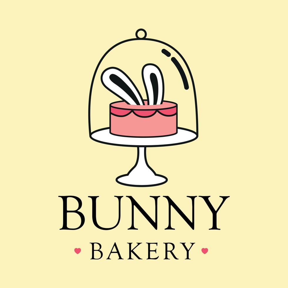 illustrazione dell'icona di vettore del logo della panetteria del coniglietto
