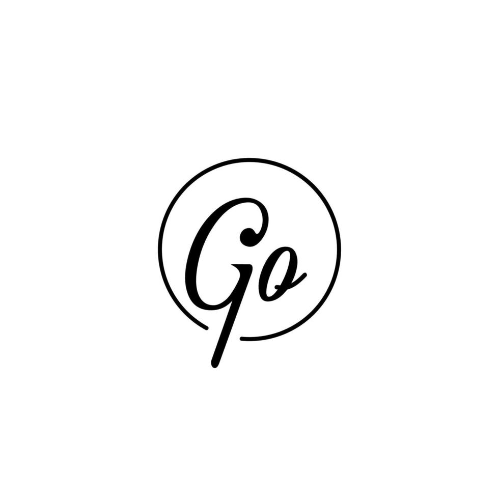 go circle logo iniziale migliore per la bellezza e la moda in un audace concetto femminile vettore