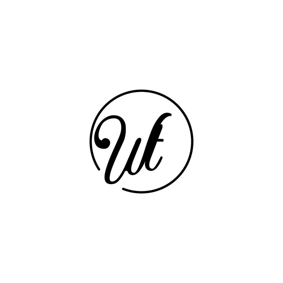 wt circle logo iniziale migliore per la bellezza e la moda in un audace concetto femminile vettore
