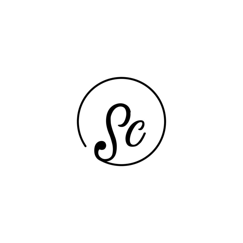 sc circle logo iniziale migliore per la bellezza e la moda in un audace concetto femminile vettore