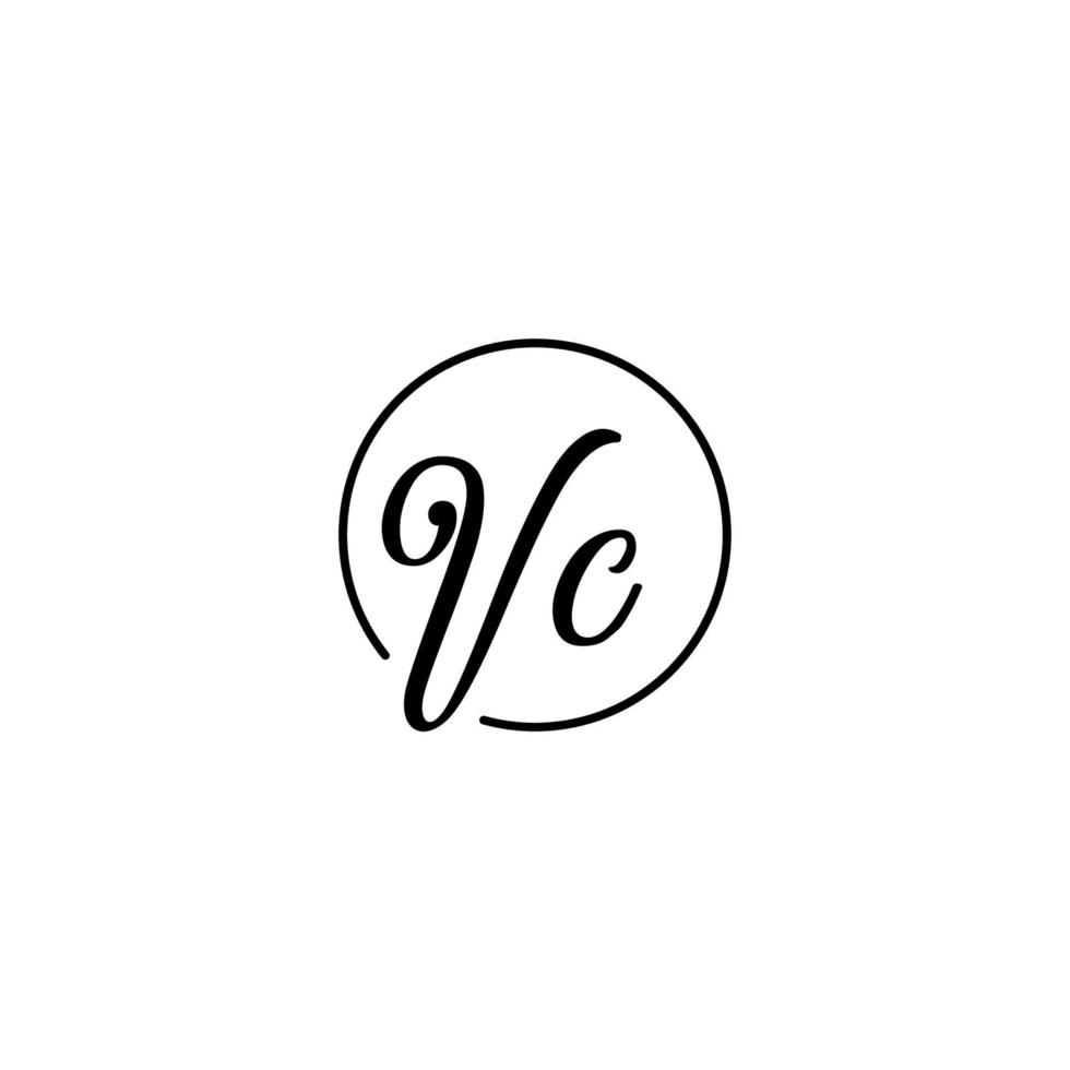 logo iniziale del cerchio vc migliore per la bellezza e la moda in un audace concetto femminile vettore